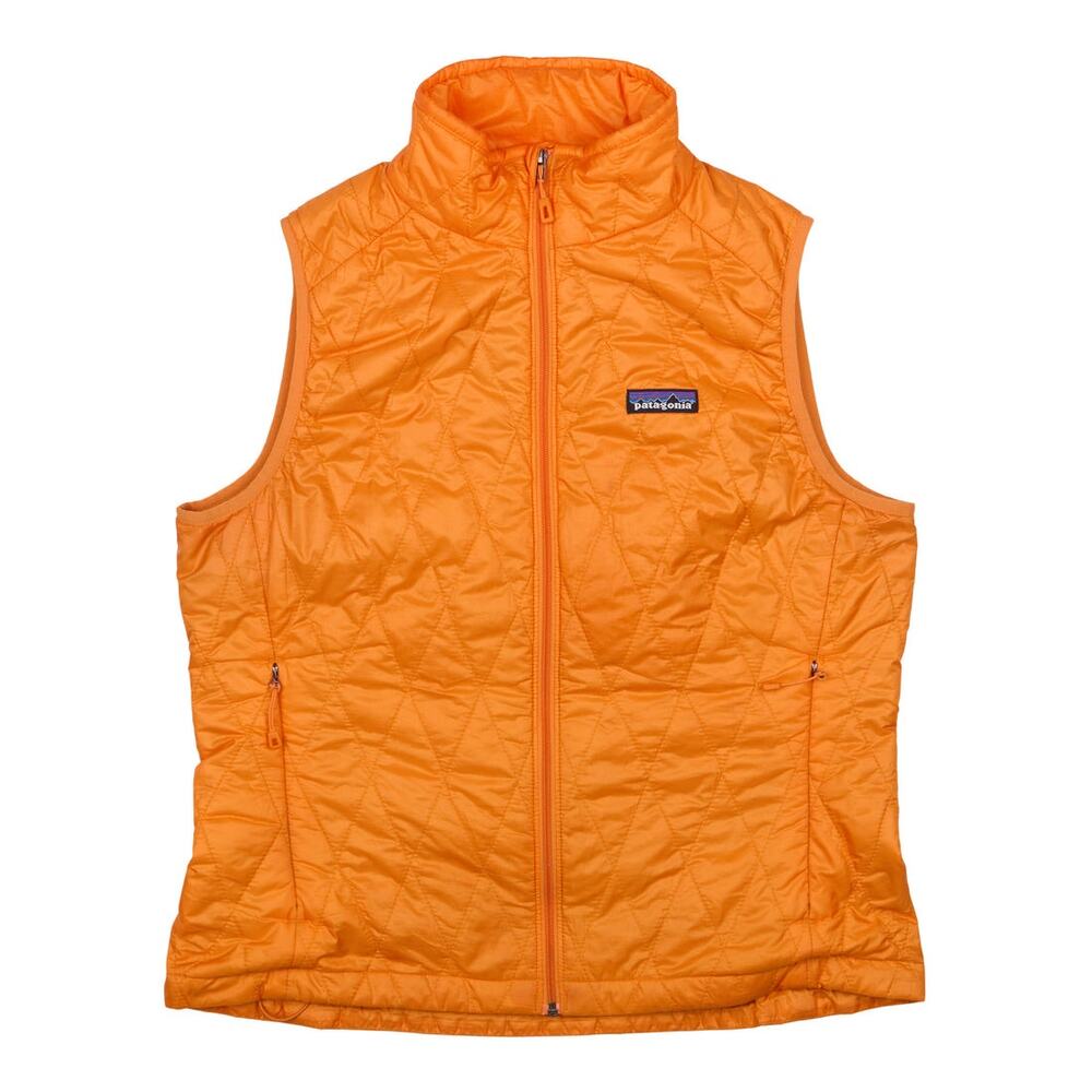 Patagonia Womens Nano Puff Vest Tumeric Orange Large Diamond Quilted Full Zip